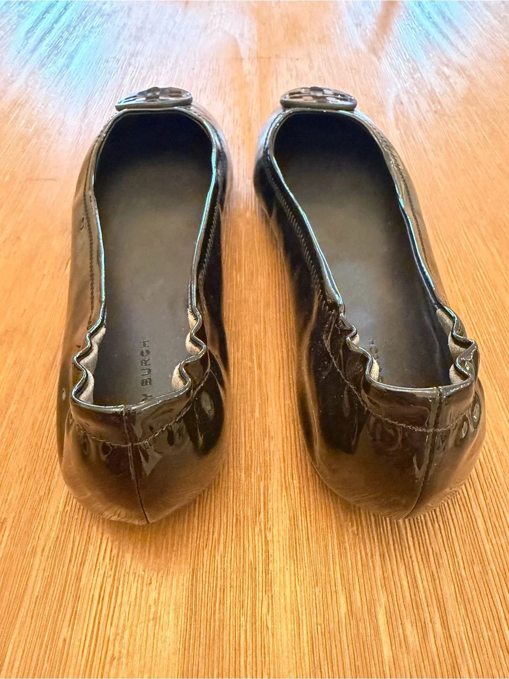 Tory Burch Black Patent Logo Ballet Flats